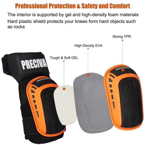 Preciva Super Comportable Heavy Duty Gel Cushion Two-Color Knee Pads for Work 